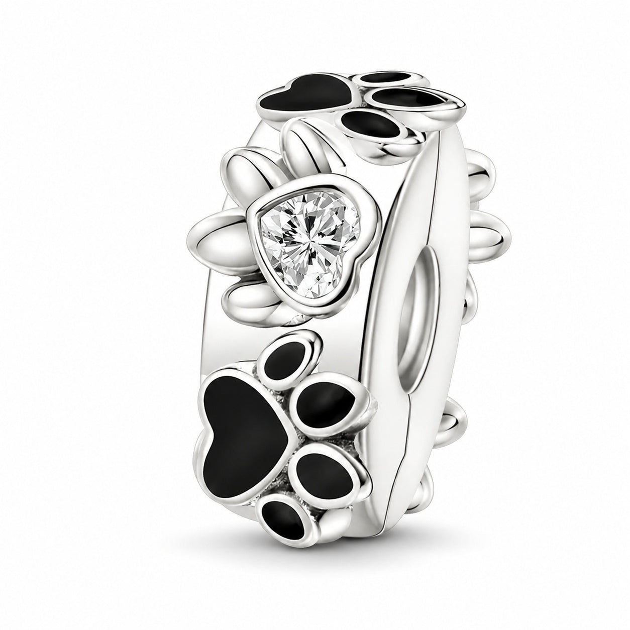Pet Paw Print Clip Sterling Silver Charm Hallmarked S925 for Charm Bracelet and Necklace