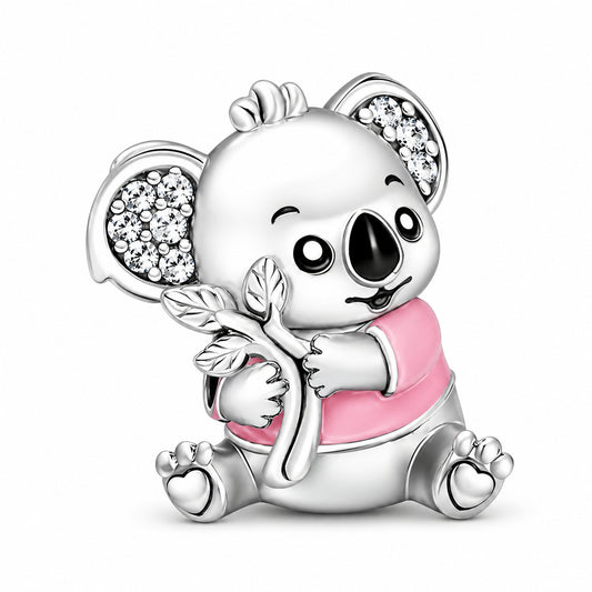 Pink Koala Bead Charm Hallmarked S925 for Charm Bracelet and Necklace