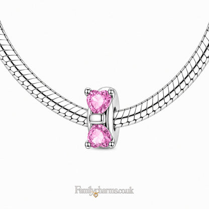 Pink Heart Butterfly Stopper Charm Hallmarked S925 for Charm Bracelet and Necklace