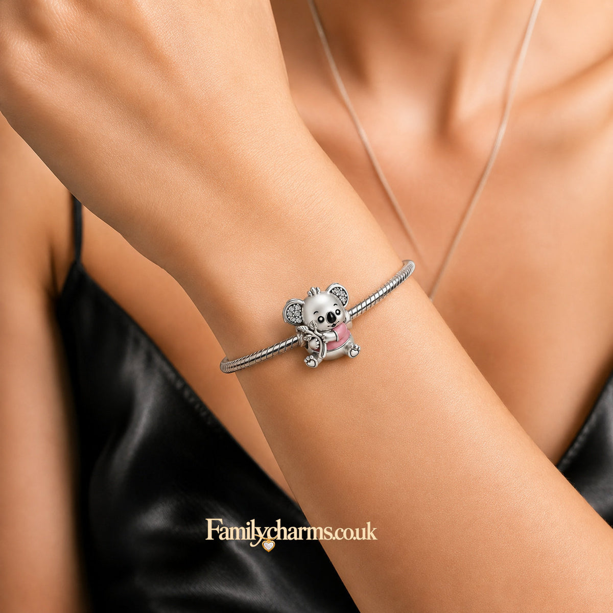 Pink Koala Bead Charm Hallmarked S925 for Charm Bracelet and Necklace