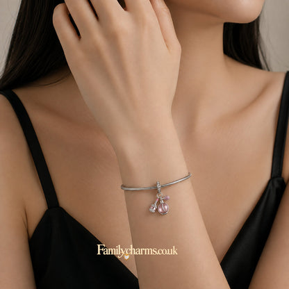 Pink Perfume & Lipstick Sterling Silver Charm Hallmarked S925 for Charm Bracelet and Necklace