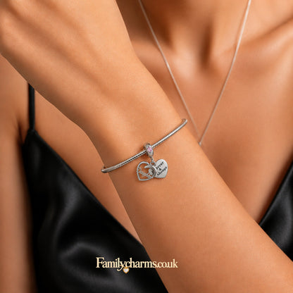 Pink Stone Daughter Dangle Sterling Silver Charm Hallmarked S925 for Charm Bracelet and Necklace