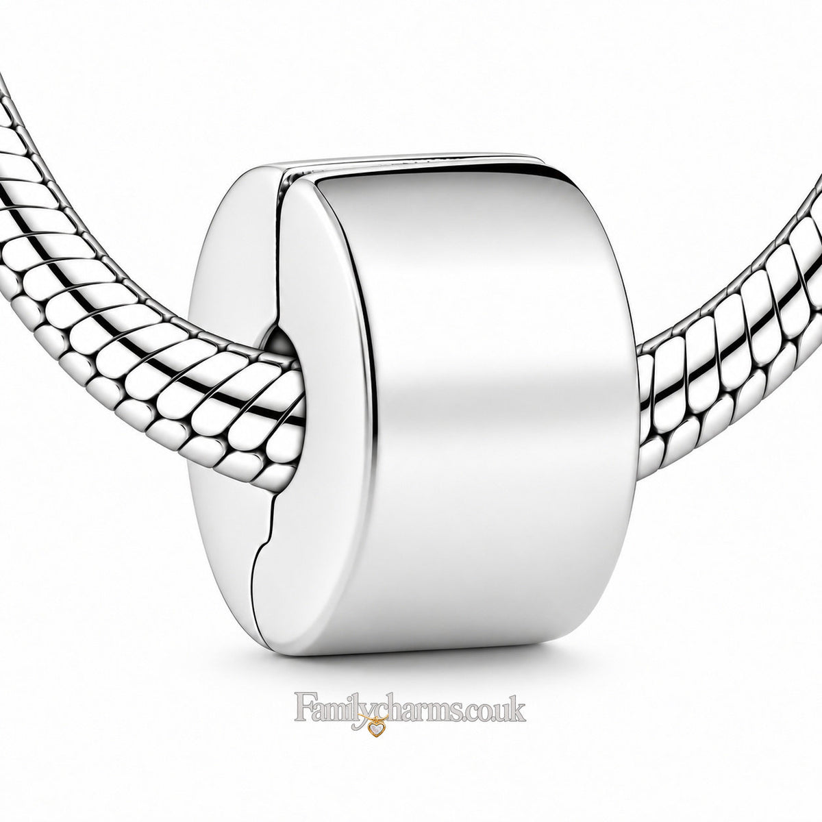Plain Clip Stopper Charm Hallmarked S925 for Charm Bracelet and Necklace