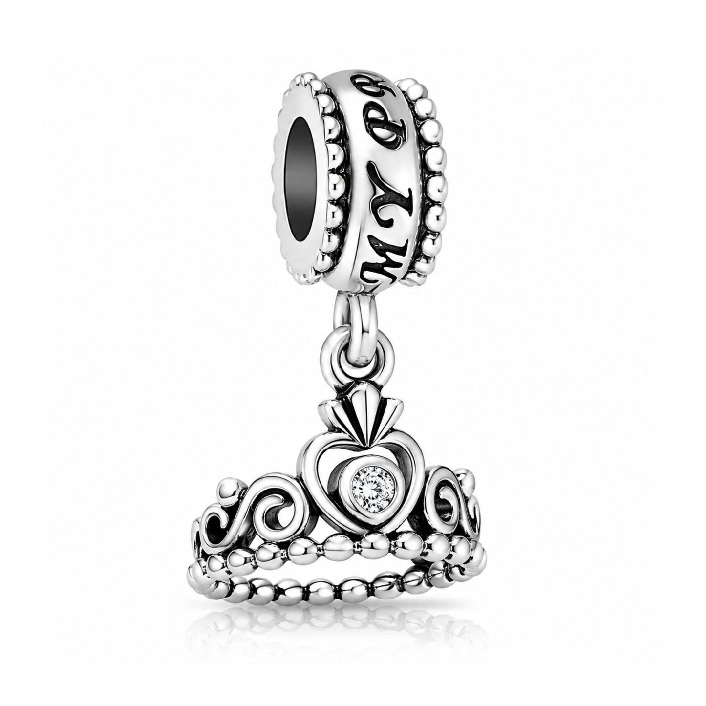 Princess Tiara Charm Sterling Silver Charm Hallmarked S925 for Charm Bracelet and Necklace