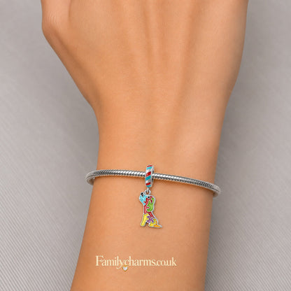 Puzzle Dog Autism Awareness Sterling Silver Charm Hallmarked S925 for Charm Bracelet and Necklace