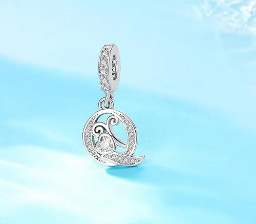 Classic Alphabet Letters A to Z Sterling Silver Dangle Charm Hallmarked S925 for Charm Bracelet and Necklace