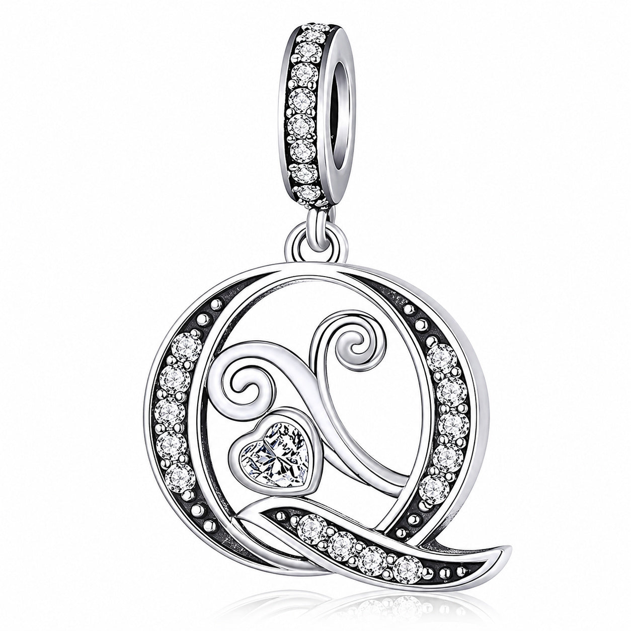 Classic Alphabet Letters A to Z Sterling Silver Dangle Charm Hallmarked S925 for Charm Bracelet and Necklace