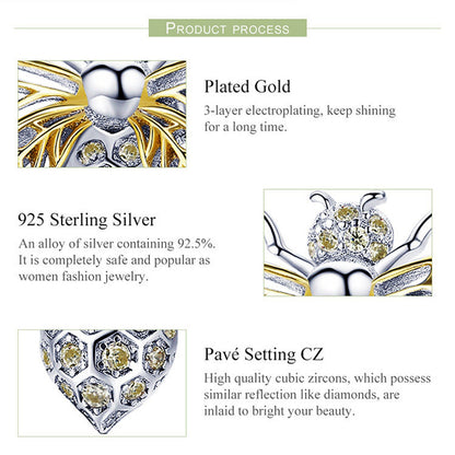 Queen Bee Sterling Silver Charm Hallmarked S925 for Charm Bracelet and Necklace