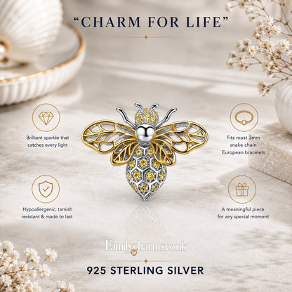 Queen Bee Sterling Silver Charm Hallmarked S925 for Charm Bracelet and Necklace