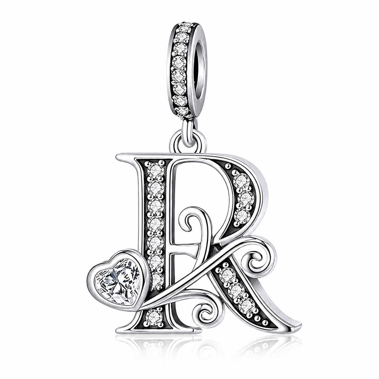 Classic Alphabet Letters A to Z Sterling Silver Dangle Charm Hallmarked S925 for Charm Bracelet and Necklace