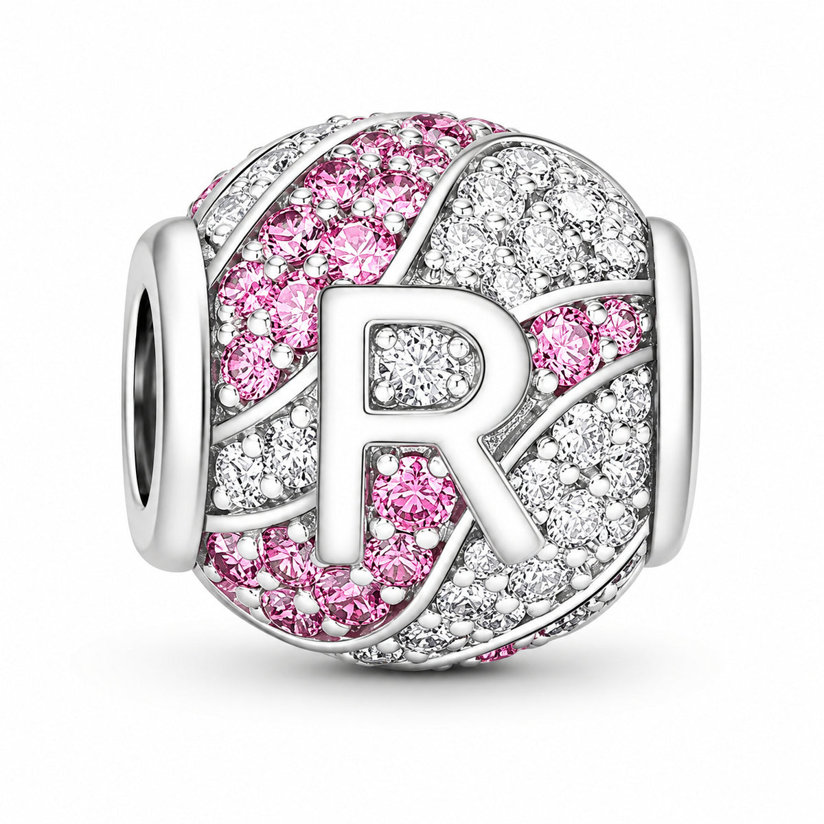 Alphabets Letter R Charm for Bracelet, S925 Sterling Silver