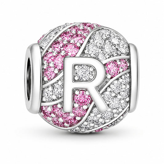Alphabets Letter R Charm for Bracelet, S925 Sterling Silver