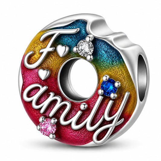 Rainbow Donut Bead Charm Hallmarked S925 for Charm Bracelet and Necklace