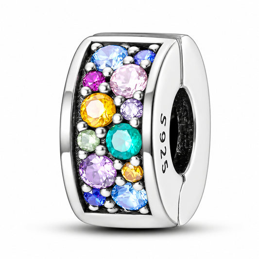 Rainbow Clip Stopper Sterling Silver Charm Hallmarked S925 for Charm Bracelet and Necklace
