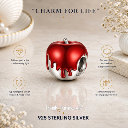 Red Apple Charm Hallmarked S925 for Charm Bracelet and Necklace