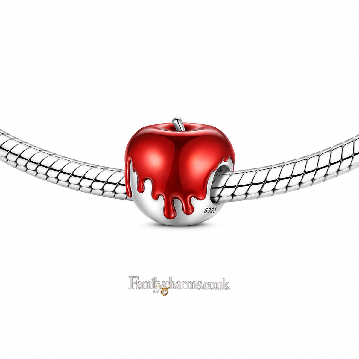 Red Apple Charm Hallmarked S925 for Charm Bracelet and Necklace