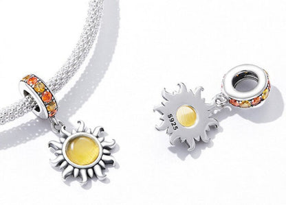 Rising Sun Sterling Silver Charm Hallmarked S925 for Charm Bracelet and Necklace