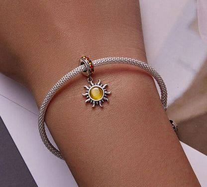 Rising Sun Sterling Silver Charm Hallmarked S925 for Charm Bracelet and Necklace
