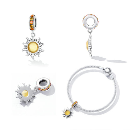 Rising Sun Sterling Silver Charm Hallmarked S925 for Charm Bracelet and Necklace