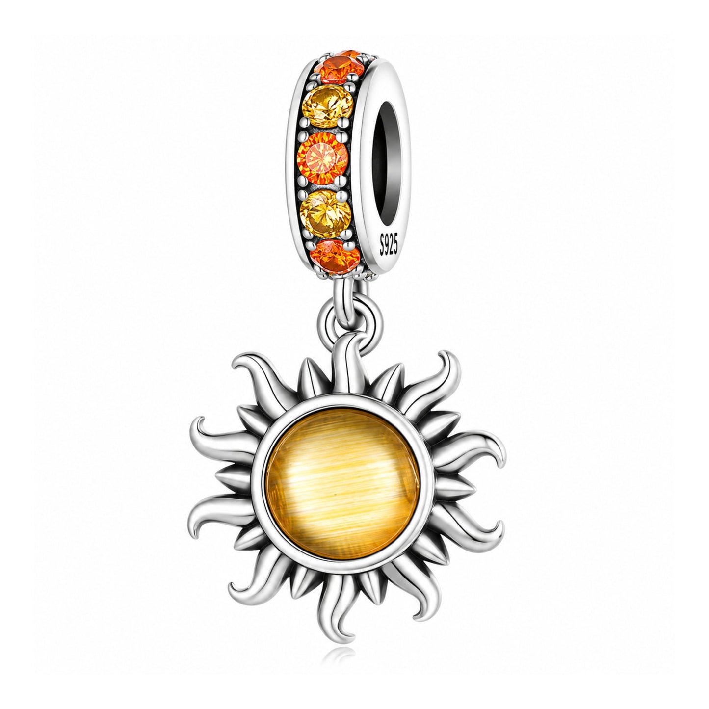 Rising Sun Sterling Silver Charm Hallmarked S925 for Charm Bracelet and Necklace