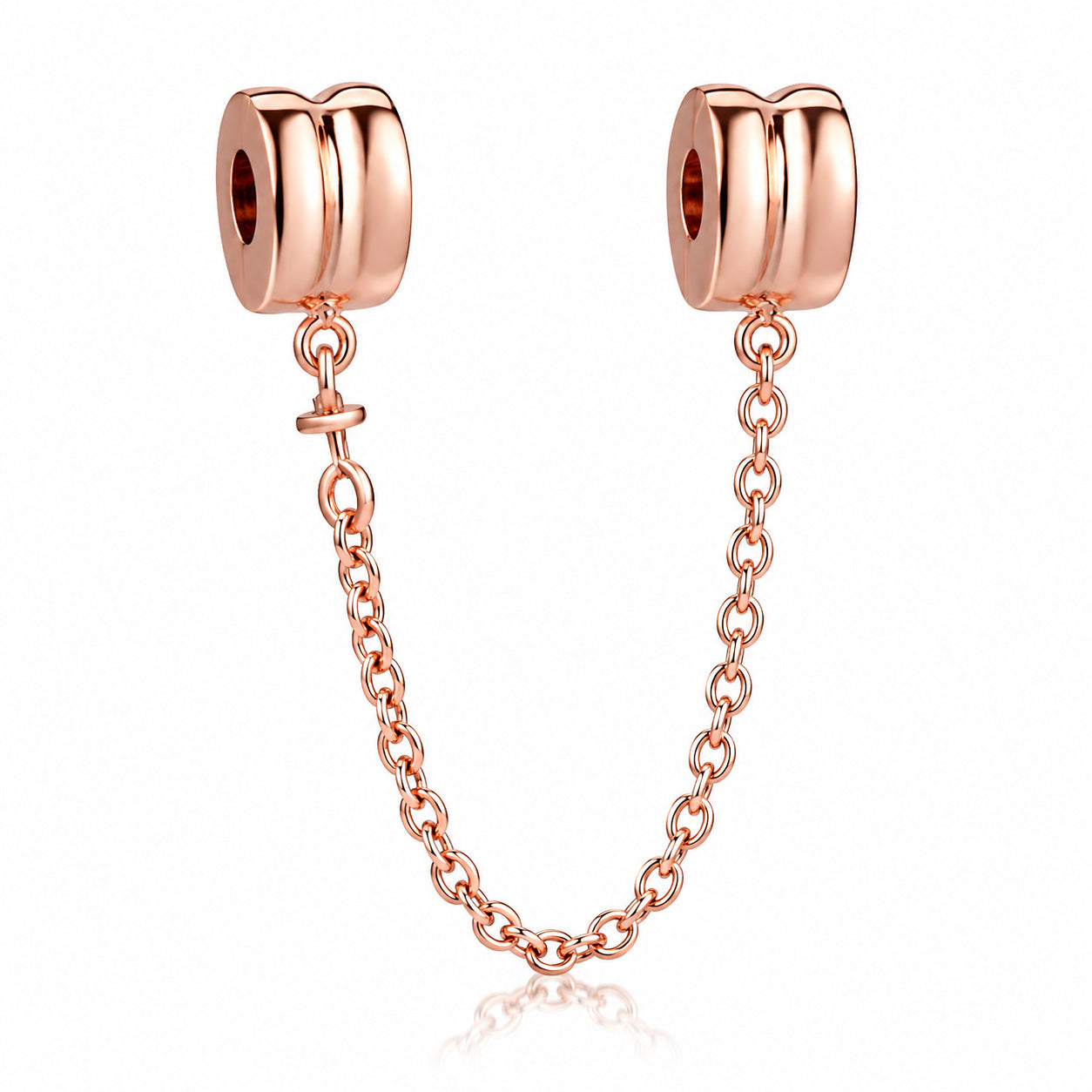 Rose Gold Safety Chain Sterling Silver Charm Hallmarked S925 for Charm Bracelet and Necklace