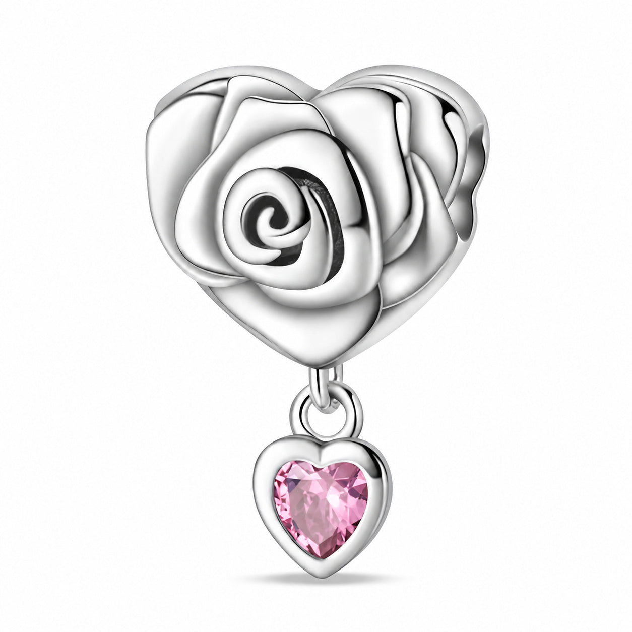 Rose and Heart Charm Hallmarked S925 for Charm Bracelet and Necklace