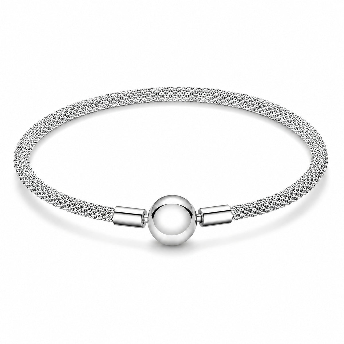 S925 Sterling Silver Round Classic Snake Charm Bracelet