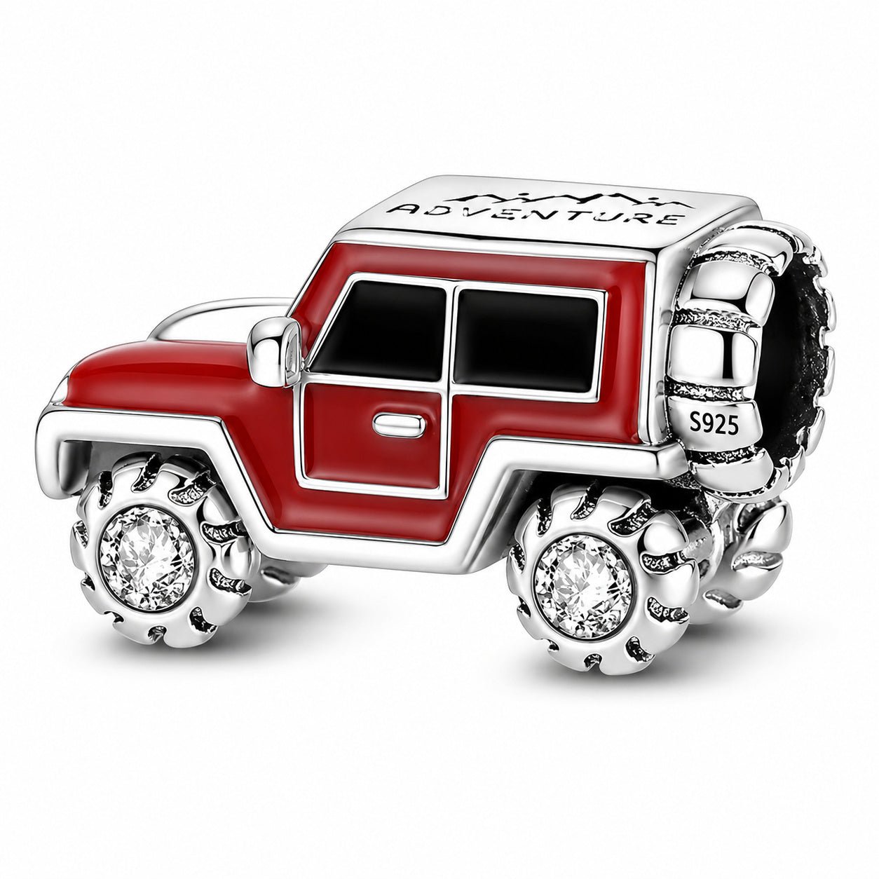 SUV Adventure Red Car Truck Charm Hallmarked S925 for Charm Bracelet and Necklace