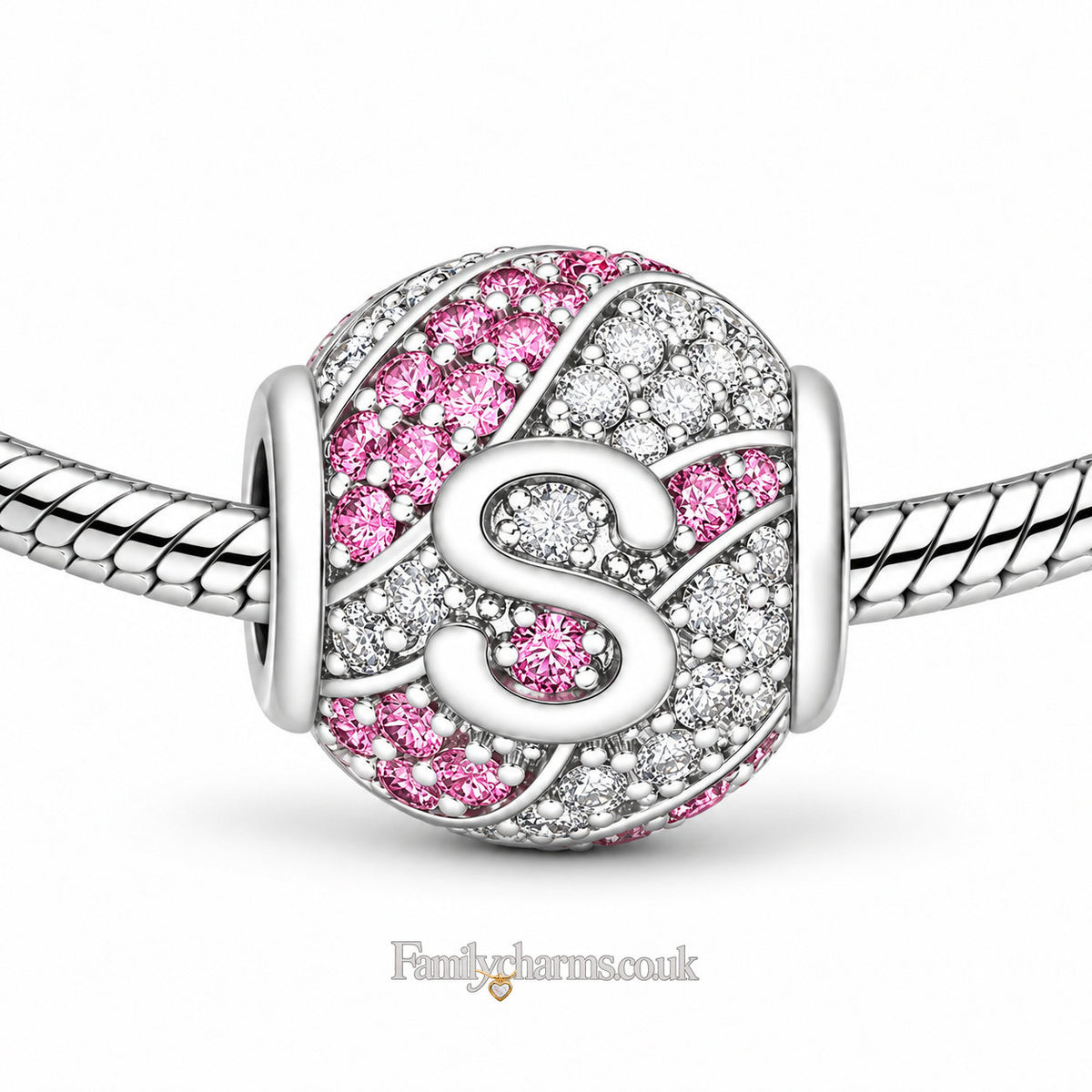 Alphabets Letter S Sterling Silver Charm Hallmarked S925 for Charm Bracelet and Necklace