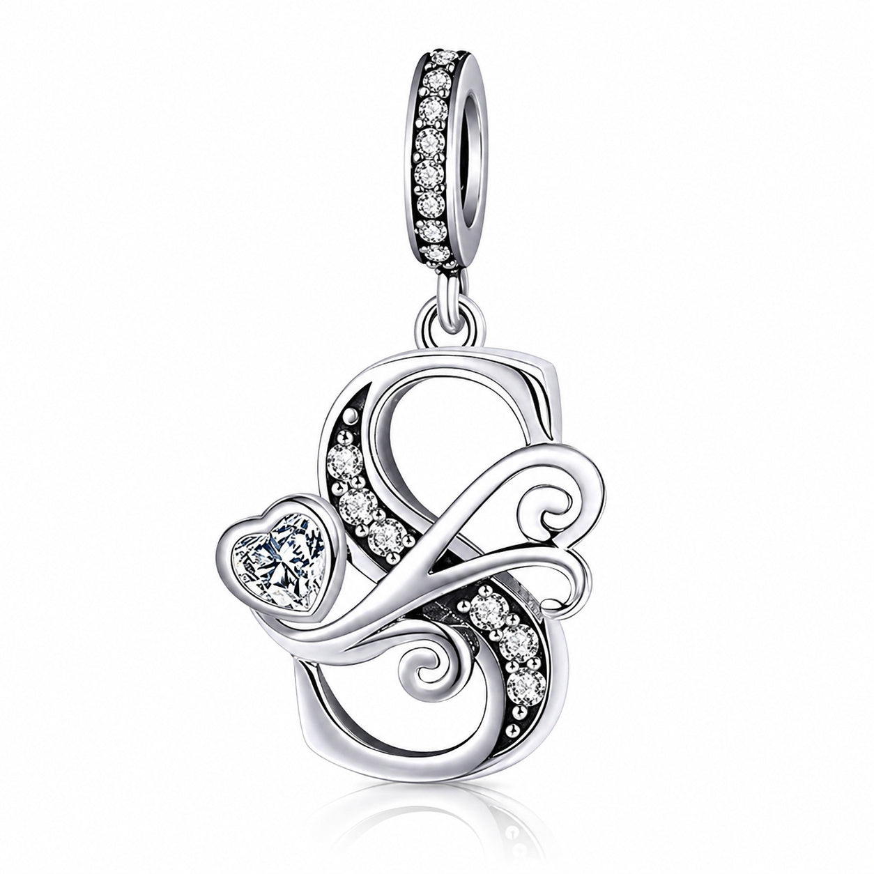 Classic Alphabet Letters A to Z Sterling Silver Dangle Charm Hallmarked S925 for Charm Bracelet and Necklace