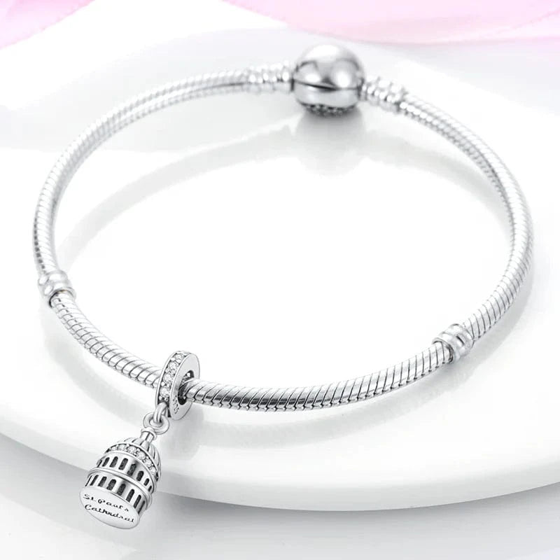 Saint Paul's Cathedral Dangle Sterling Silver Charm Hallmarked S925 for Charm Bracelet and Necklace