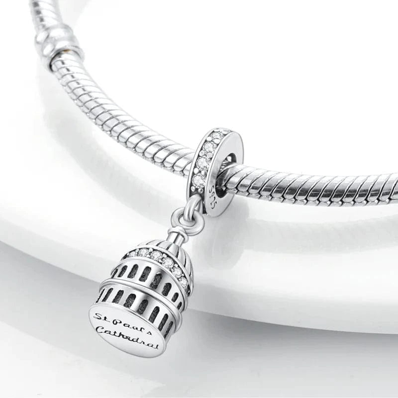 Saint Paul's Cathedral Dangle Sterling Silver Charm Hallmarked S925 for Charm Bracelet and Necklace