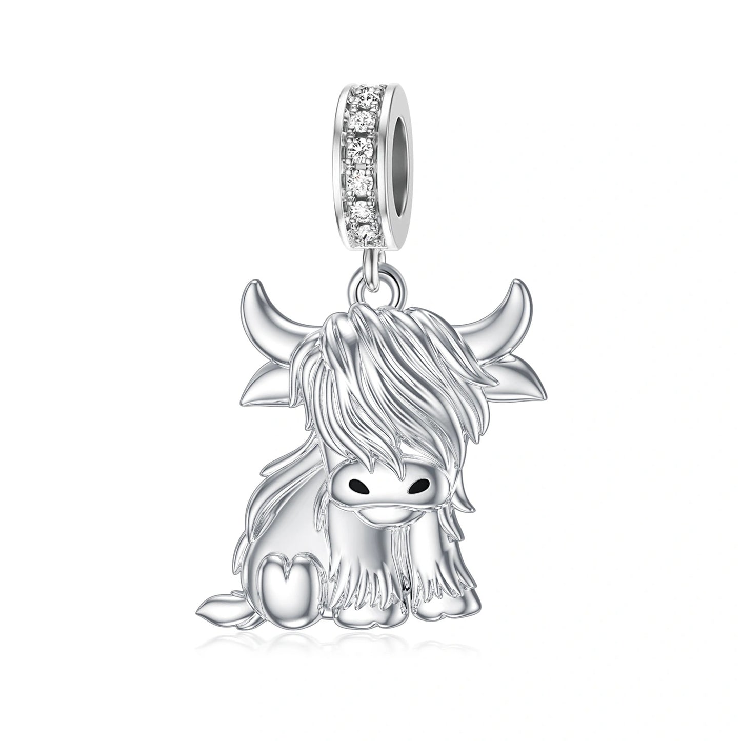 Scottish Highland Cow Sterling Silver Dangle Charm Hallmarked S925 for Charm Bracelet and Necklace