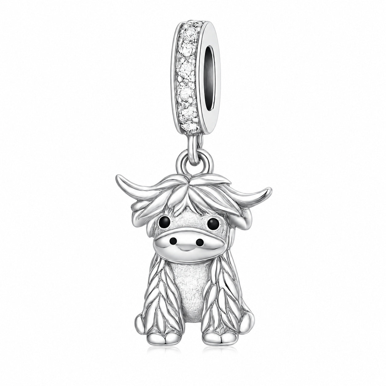 Scottish Cow Dangle Sterling Silver Charm Hallmarked S925 for Charm Bracelet and Necklace