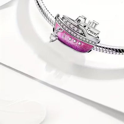 Ship Bead Charm Sterling Silver Charm Hallmarked S925 for Charm Bracelet and Necklace