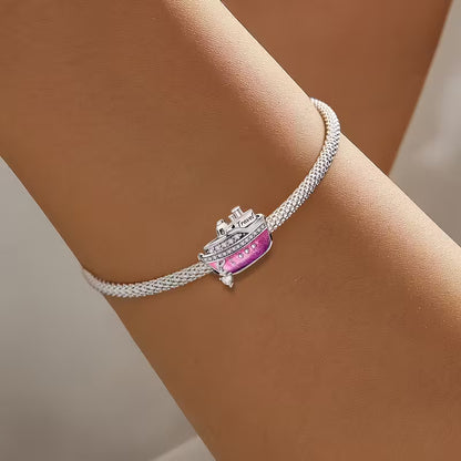 Ship Bead Charm Sterling Silver Charm Hallmarked S925 for Charm Bracelet and Necklace