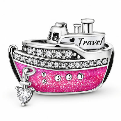 Ship Bead Charm Sterling Silver Charm Hallmarked S925 for Charm Bracelet and Necklace