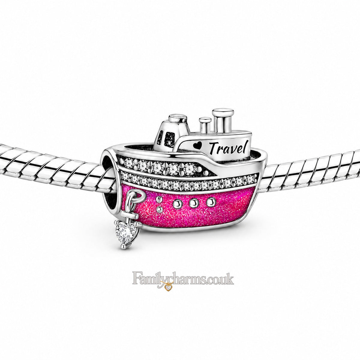 Ship Bead Charm Sterling Silver Charm Hallmarked S925 for Charm Bracelet and Necklace
