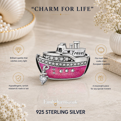 Ship Bead Charm Sterling Silver Charm Hallmarked S925 for Charm Bracelet and Necklace