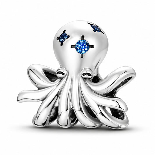 Octopus Charm for Bracelet, S925 Sterling Silver
