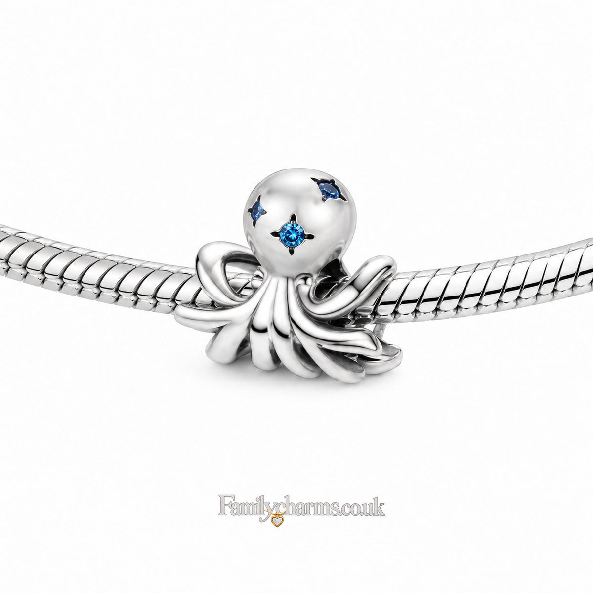 Octopus Charm for Bracelet, S925 Sterling Silver