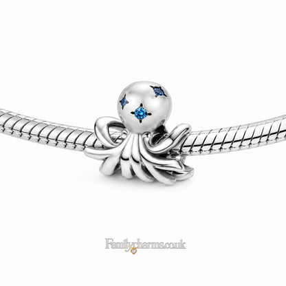 Octopus Charm for Bracelet, S925 Sterling Silver