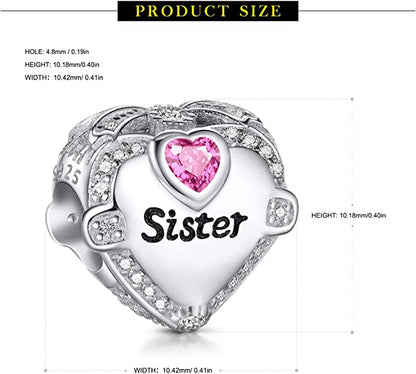 Sister I Love You Sterling Silver Charm Hallmarked S925 for Charm Bracelet and Necklace