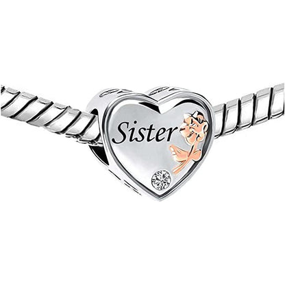 Sister I Love You Charm Sterling Silver Charm Hallmarked S925 for Charm Bracelet and Necklace