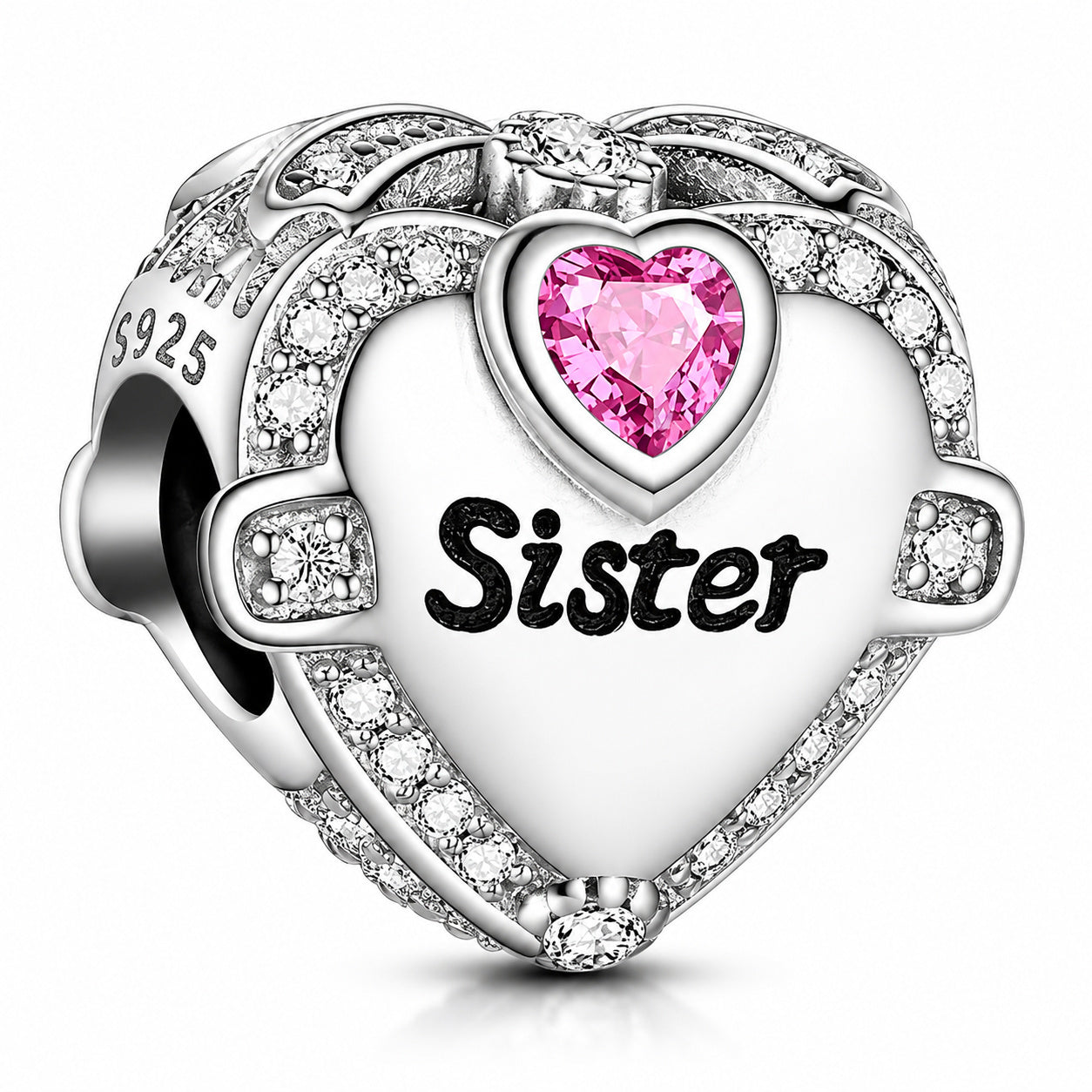 Sister I Love You Sterling Silver Charm Hallmarked S925 for Charm Bracelet and Necklace