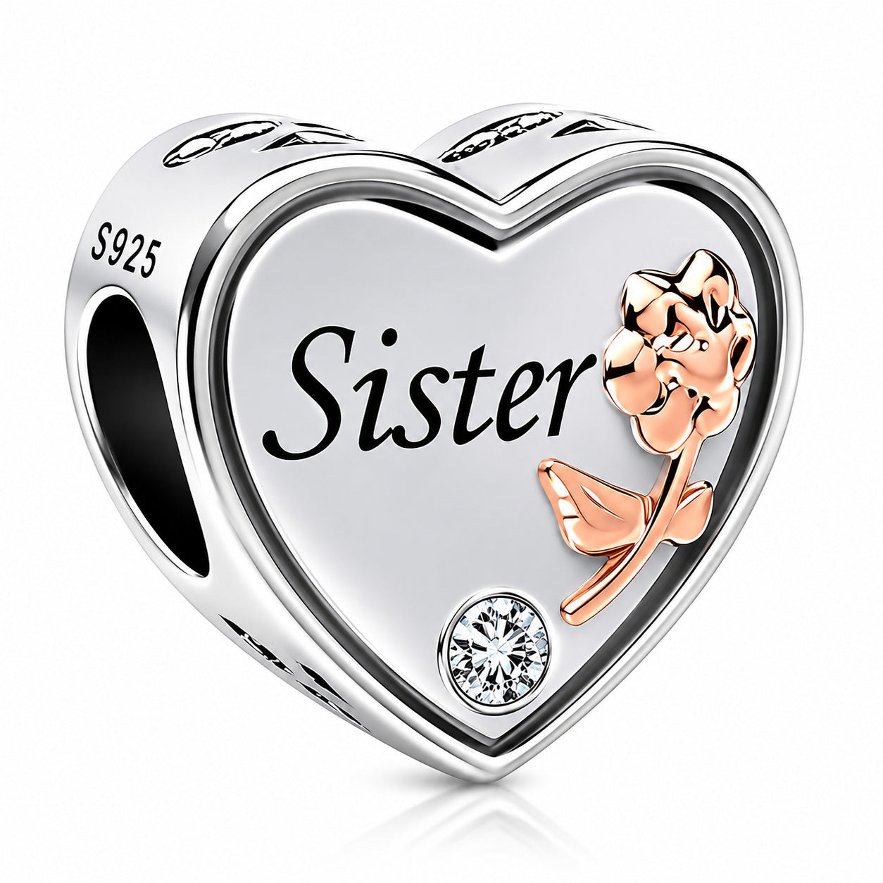 Sister I Love You Charm Sterling Silver Charm Hallmarked S925 for Charm Bracelet and Necklace