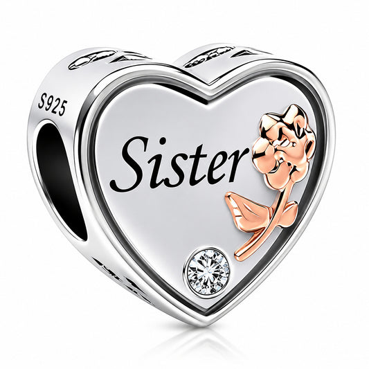 Sister I Love You Charm Sterling Silver Charm Hallmarked S925 for Charm Bracelet and Necklace