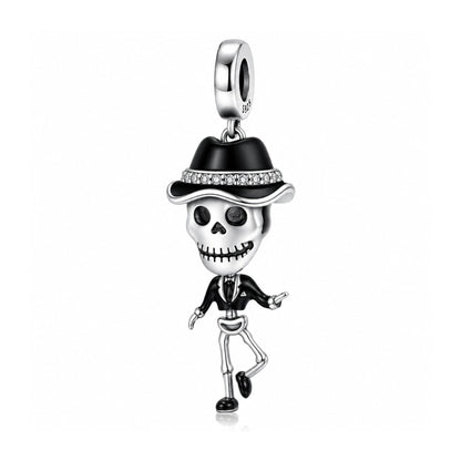 Skeleton Man Halloween Charm Hallmarked S925 for Charm Bracelet and Necklace