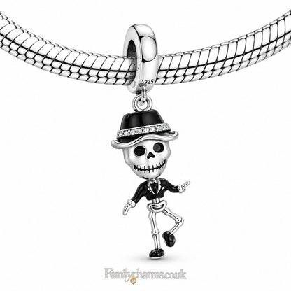 Skeleton Man Halloween Charm Hallmarked S925 for Charm Bracelet and Necklace