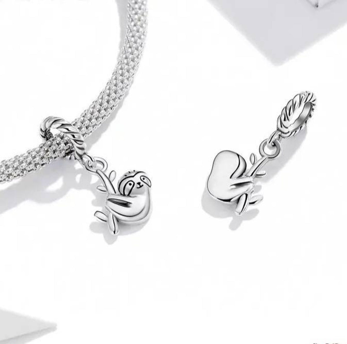Sloth Charm for Bracelet, S925 Sterling Silver